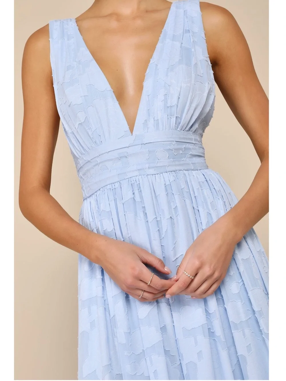 NWT Lulu’s Sweet Sophistication Light Blue Burnout Floral Maxi Dress Size XL